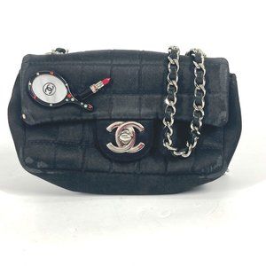 CHANEL Chanel Pochette Lipstick Mirror CC Coco Mark Chain Shoulder Bag Satin ...